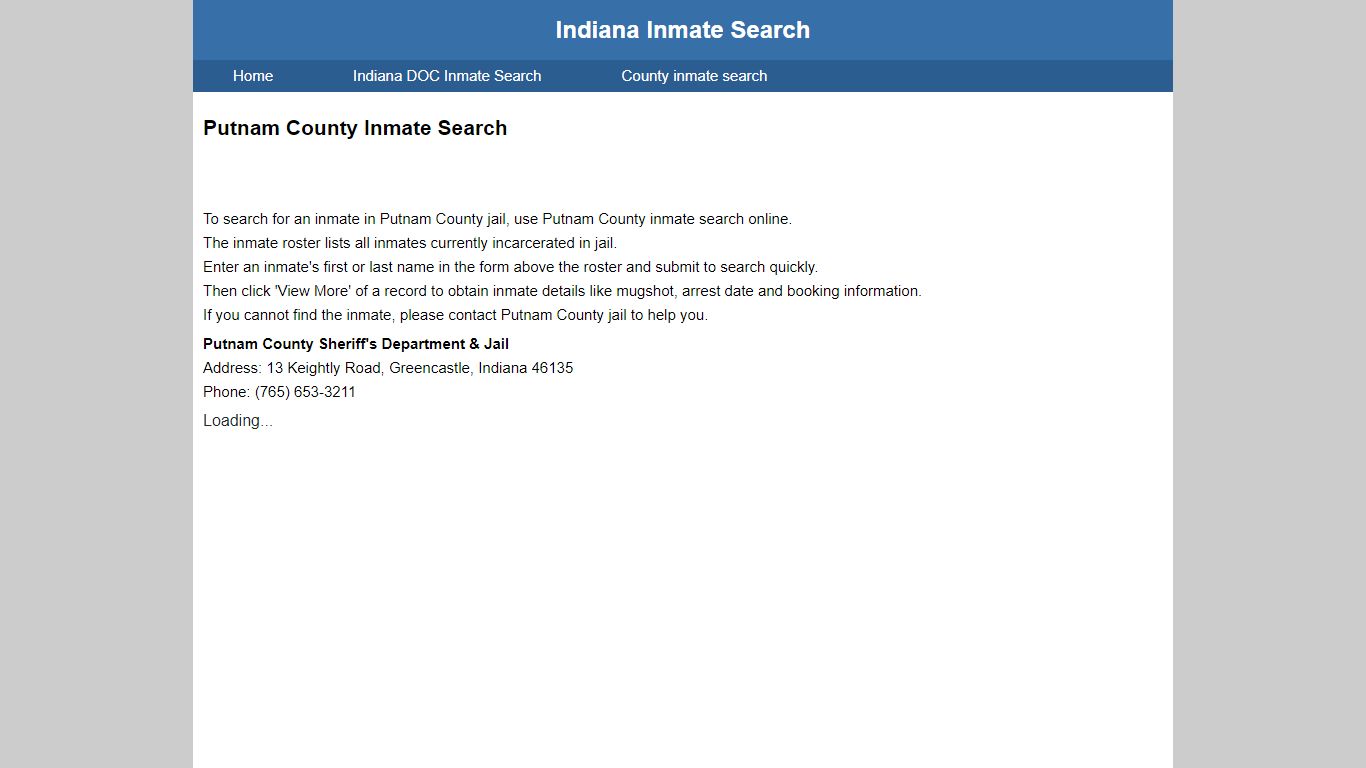 Putnam County Inmate Search