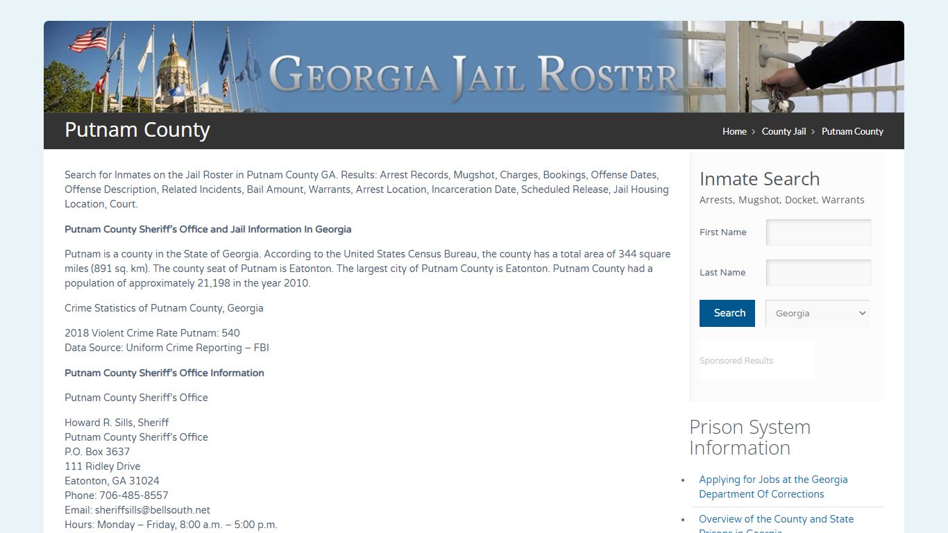 Putnam County | Georgia Jail Inmate Search