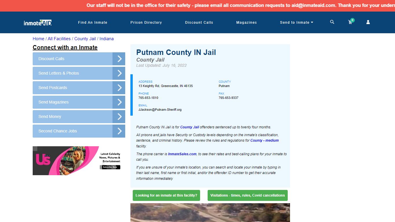 Putnam County IN Jail - Inmate Locator - Greencastle, IN